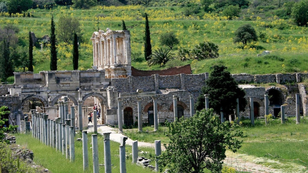 View of the Ephesus Agora and Library in Turkey 