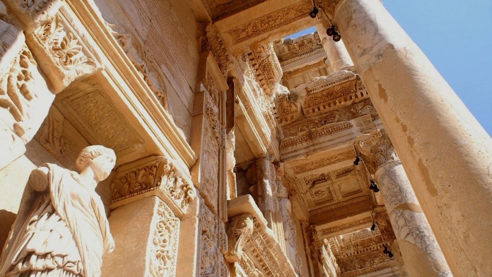 Building with statue in front in Ephesus