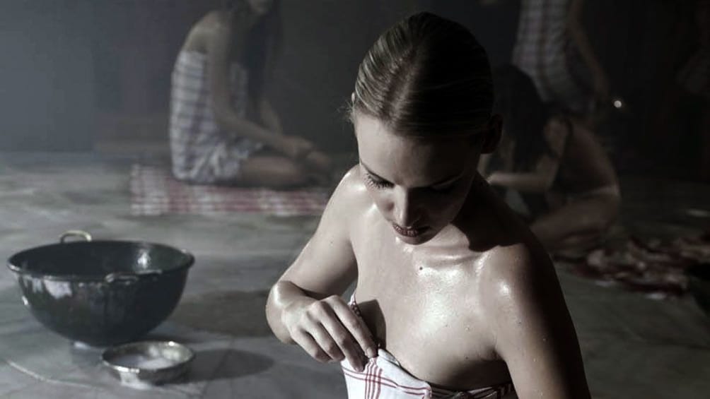 Woman preparing for a Turkish bath at the Cemberlitas Hamam in Istanbul  