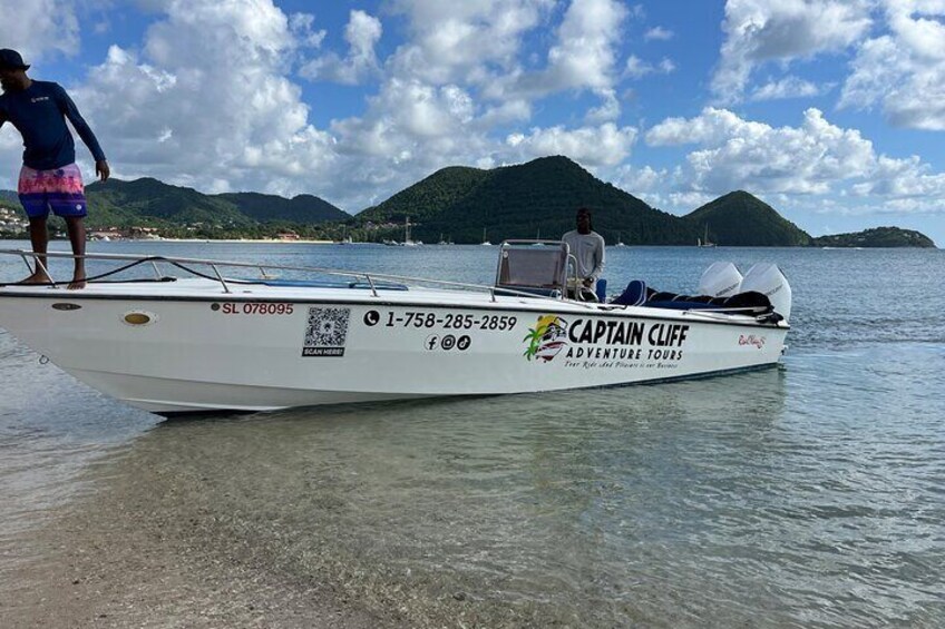 Private Boat to Soufriere/West Coast For Swimming Snorkeling & Beach Relaxation 