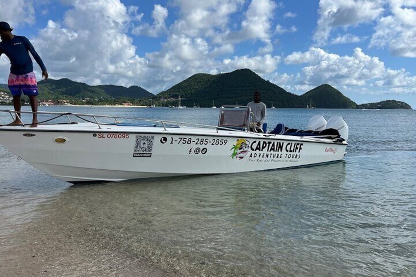 Private Boat to Soufriere/West Coast For Swimming Snorkeling & Beach Relaxation