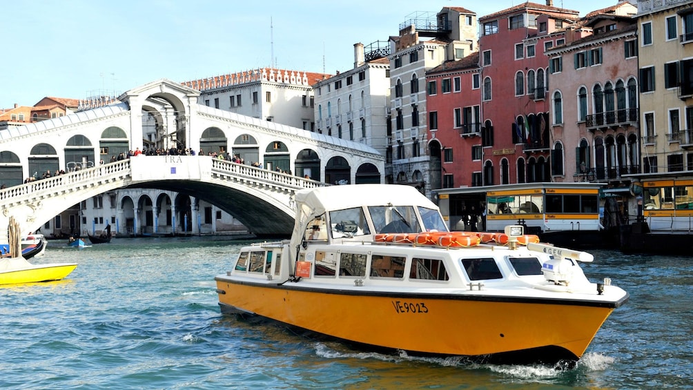 Tour boat on the water near Venice Italy