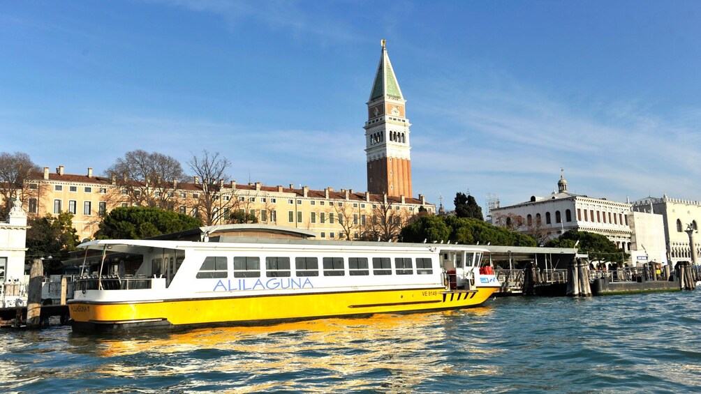 Tour boat on the water near Venice Italy