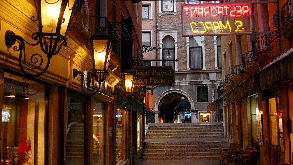 Restaurant on the street in Venice Italy