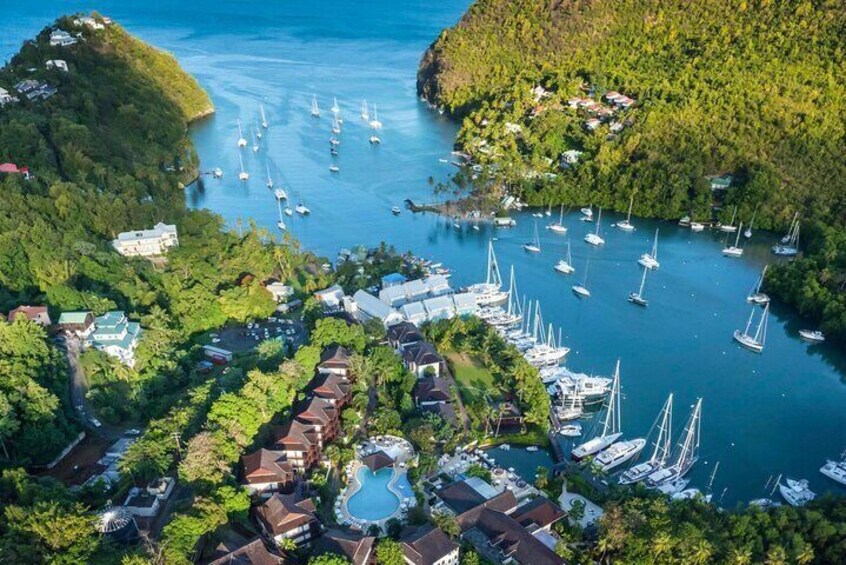 Visit the Infamous Marigot Bay and take in the beauty of the Caribbeans most sheltered natural harbor.