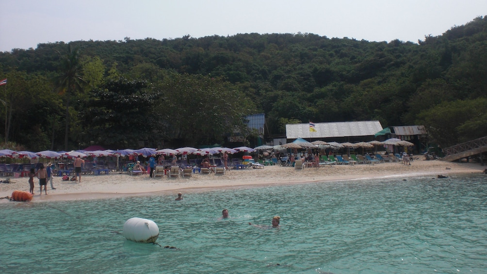 view of the beach at Koh Larn Coral Island from the water