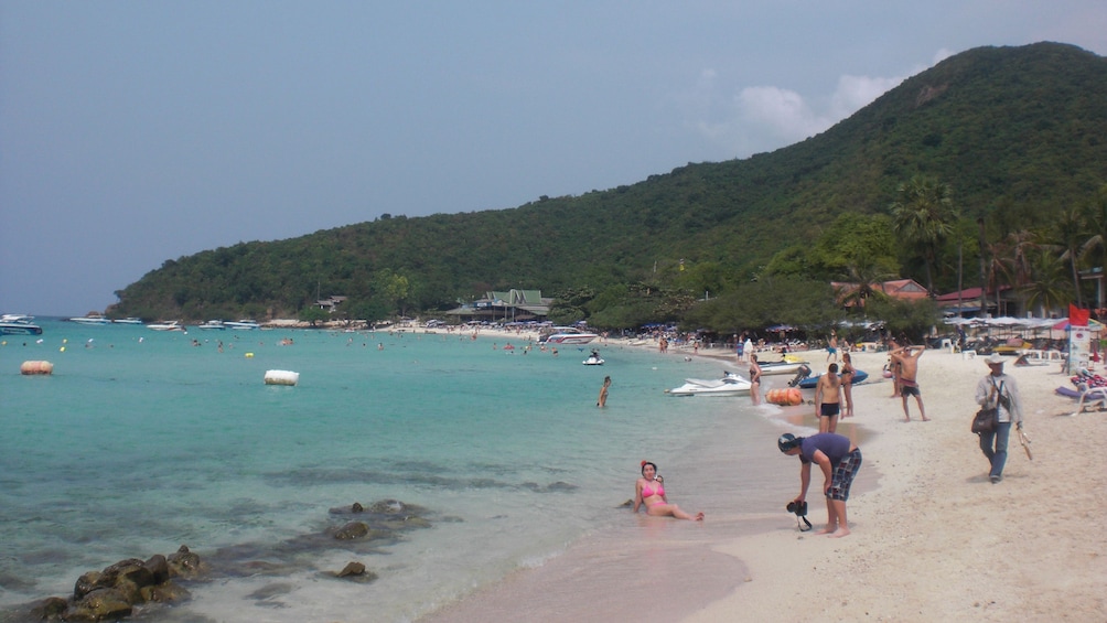 People relaxing on a beach at Koh Larn Coral Island