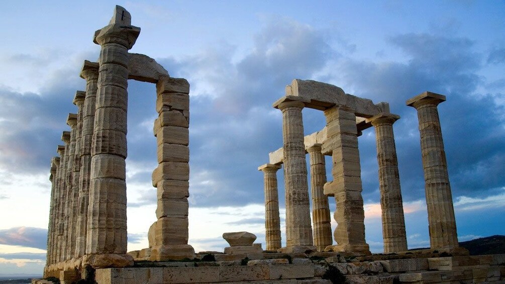 The Doric columns of the Temple of Poseidon in Cape Sounio