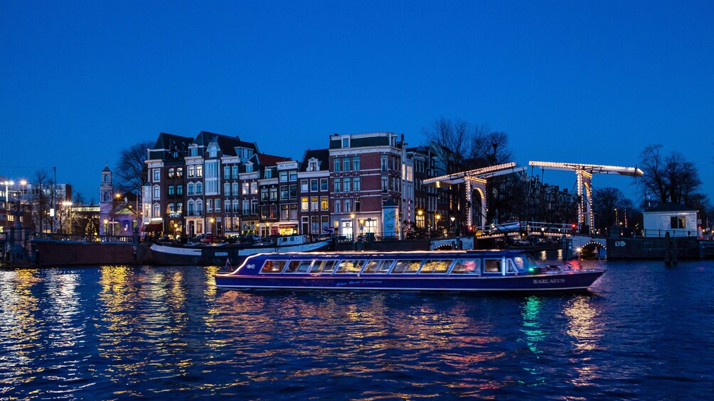City view at night in Amsterdam