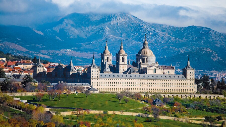 Panoramic view of San Lorenzo de El Escorial in Spain