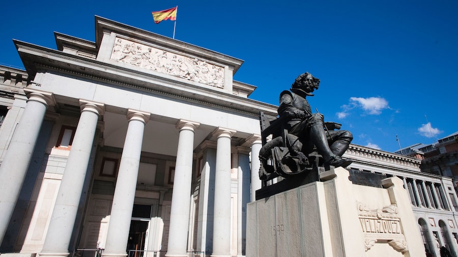 Statue in front of the Museo del Prado the main Spanish national art museum in Madrid
