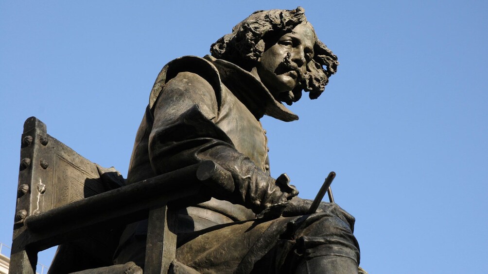 Close view of the statue in front of the Museo del Prado in Madrid