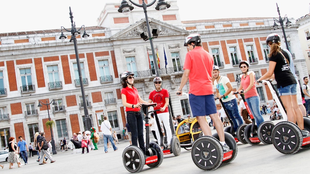 A group on segways on a tour in Madrid