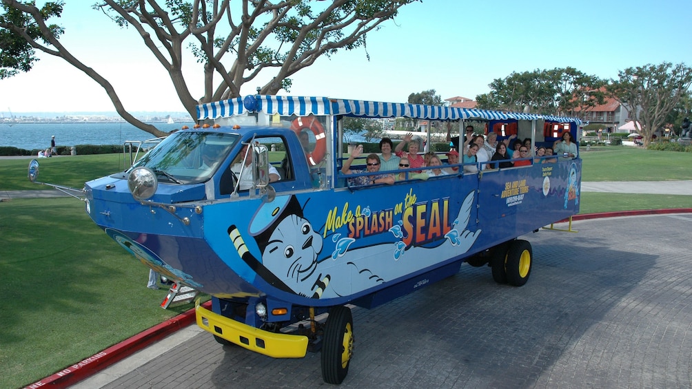 The hydra terra amphibious vehicle parked on street in San Diego 