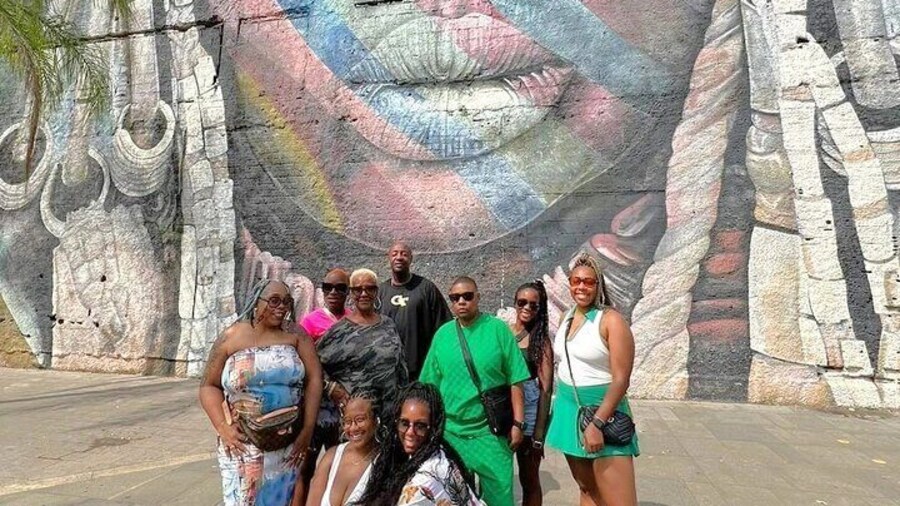 The beautiful huge mural of an African woman