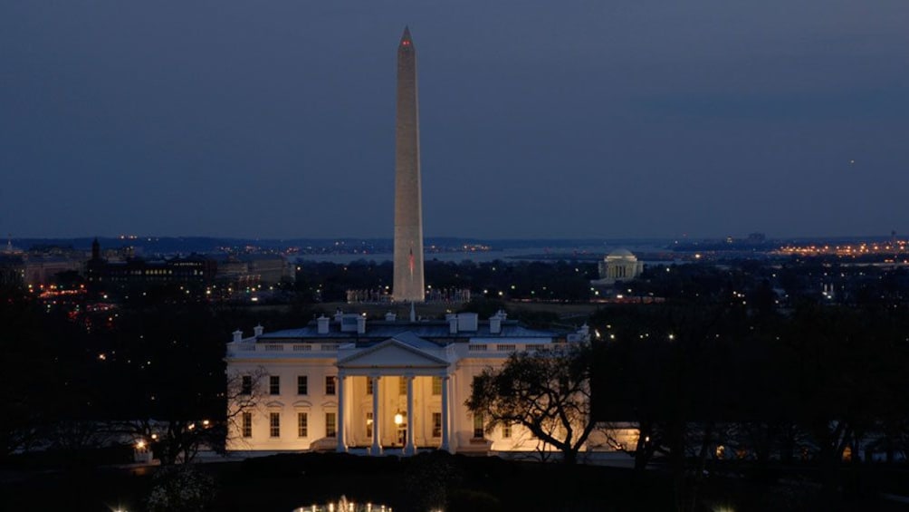 The White House at night in Washington DC