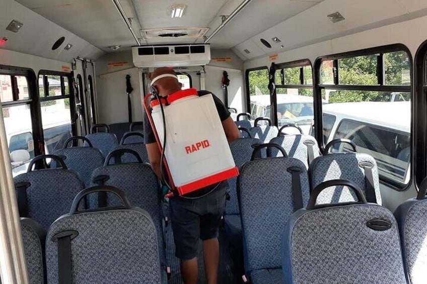 sanitize 22 passenger bus