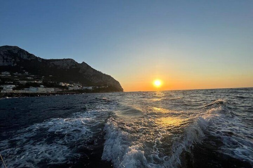 Sunset in Capri on a boat