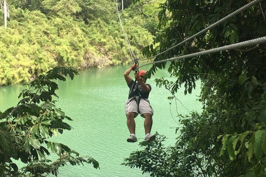 Zip lining across the river!!