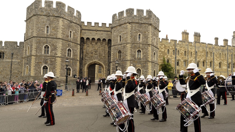 marching band playing drums at Windsor Castle in London