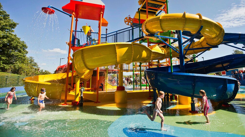 children playing at waterpark inside Lego Land in London