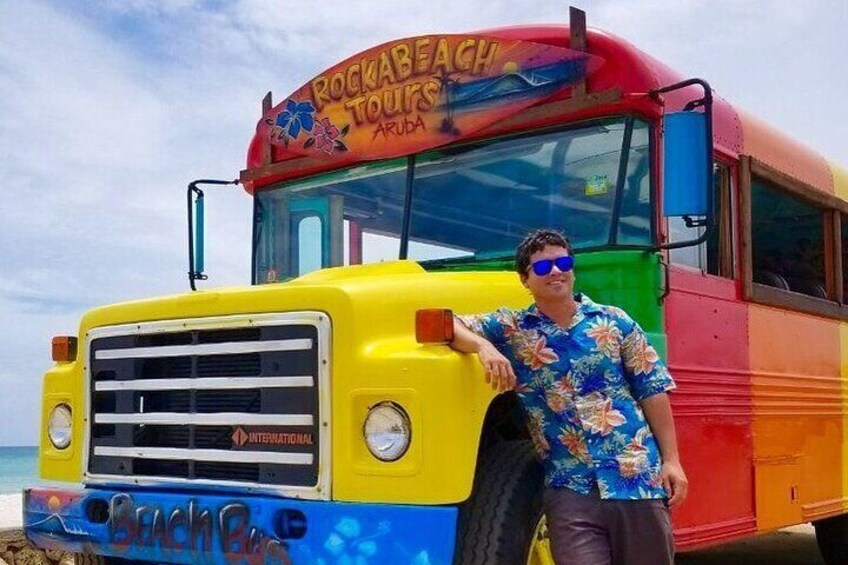 Colorful Beach Bus Sightseeing Tour of Aruba