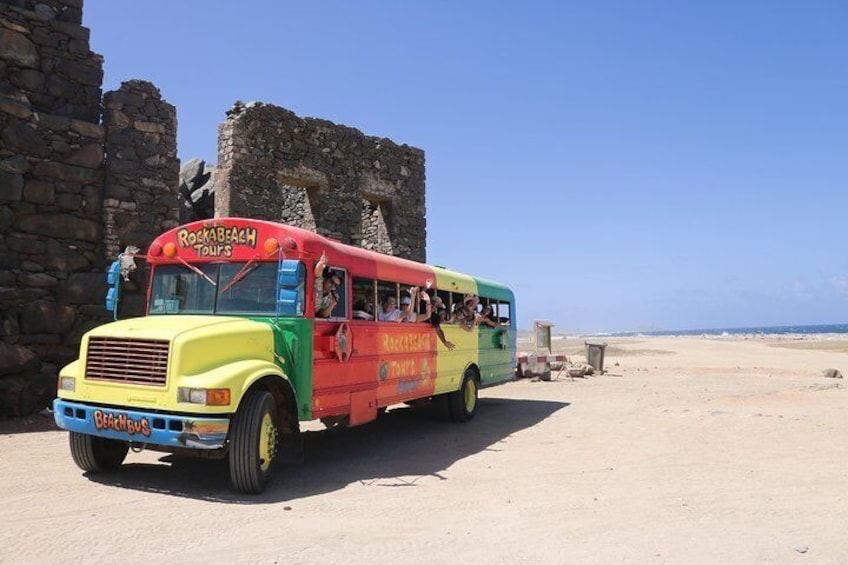 Colorful Beach Bus Sightseeing Tour of Aruba