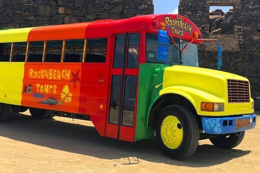 Colorful Beach Bus Sightseeing Tour of Aruba