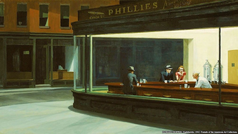 Apri foto 5 di 9. Night hawks painting by Edward Hopper in the art institute of chicago