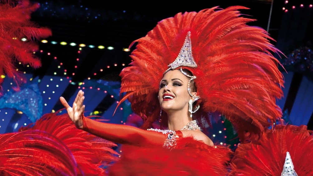 Feathered performers at the Moulin Rouge. 