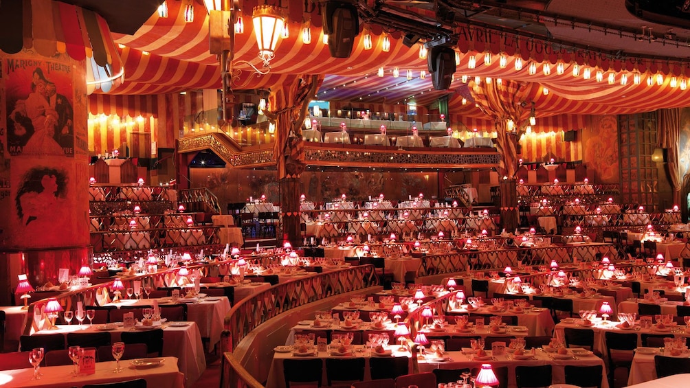 Dining room at the Moulin Rouge.
