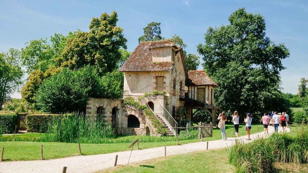 Outside Marie Antoinette's cottage in Versailles.