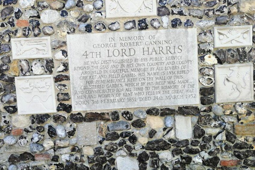 in Memory of George Robert Cannind 4th Lord Harris wall Canterbury Catherdral