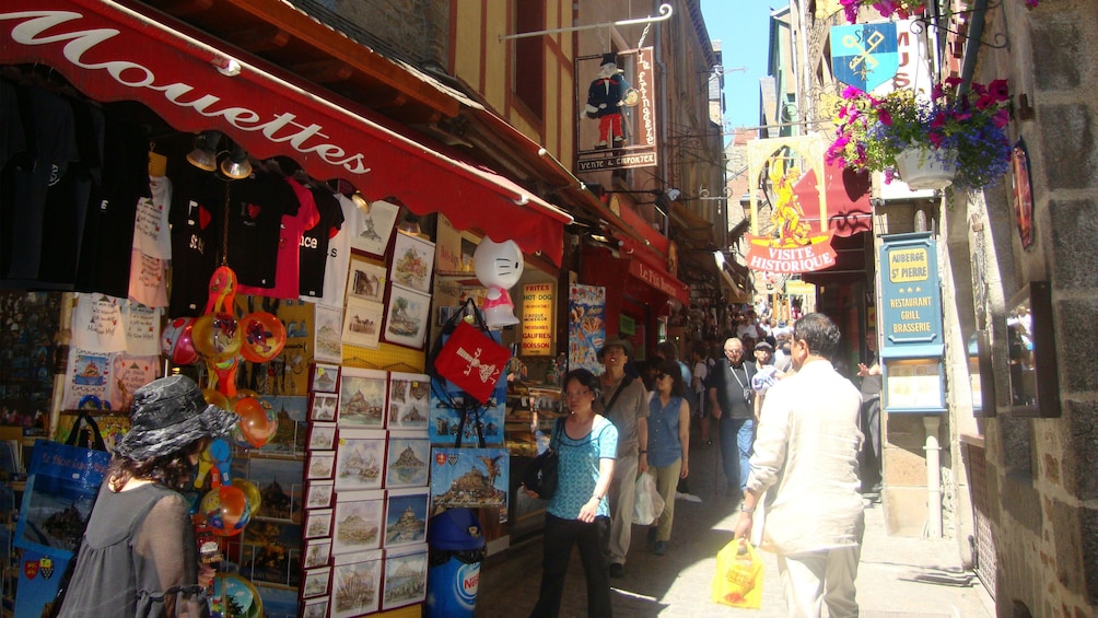 Busy market street. 