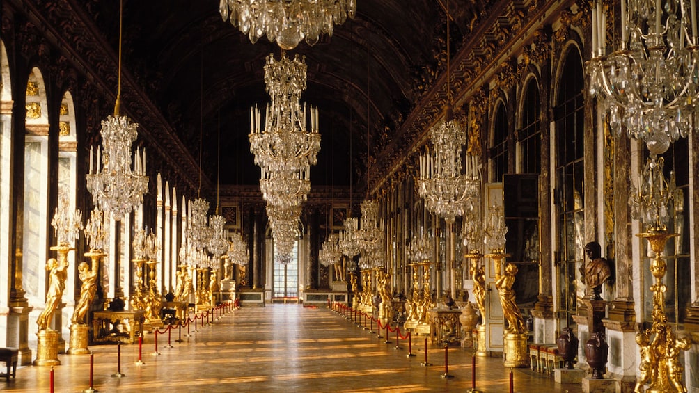 The Hall of Mirrors at sunset. 