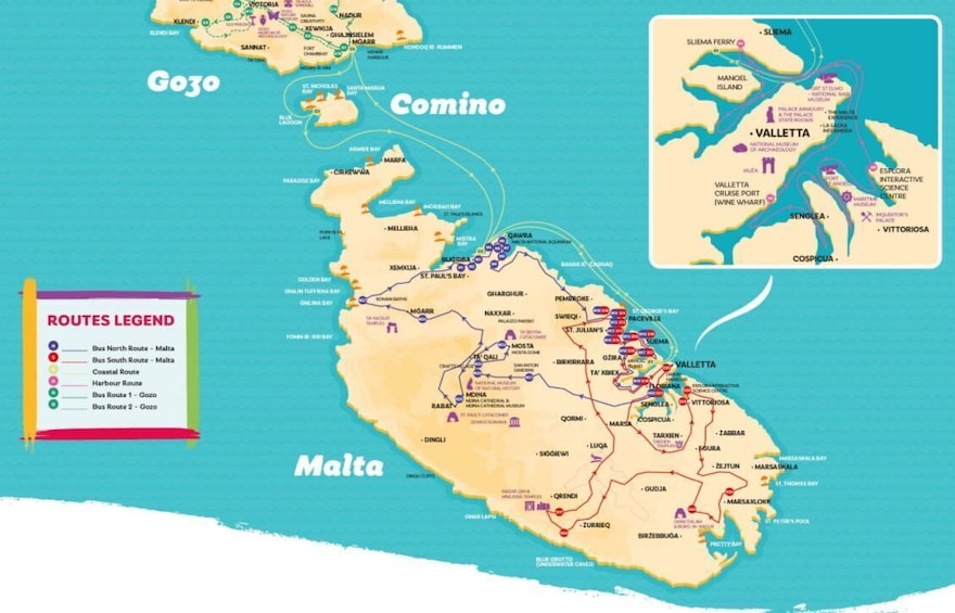Malta Hop-on Hop-off Bus Tour + Optional Cruise