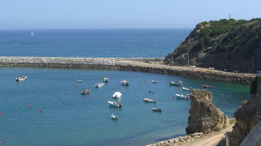 Anchored boats in Albufeira