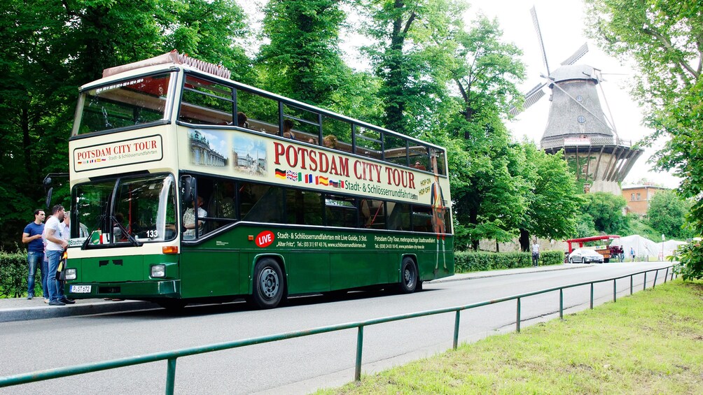 Guests embark on a tour around Potsdam via double decker bus