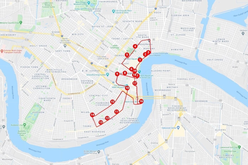 Hop On Hop Off New Orleans Map 