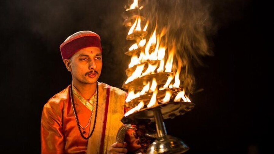 Evening aarti being performed