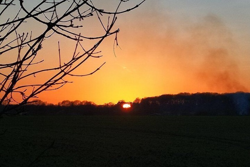 Winter sunset after a day of exercise