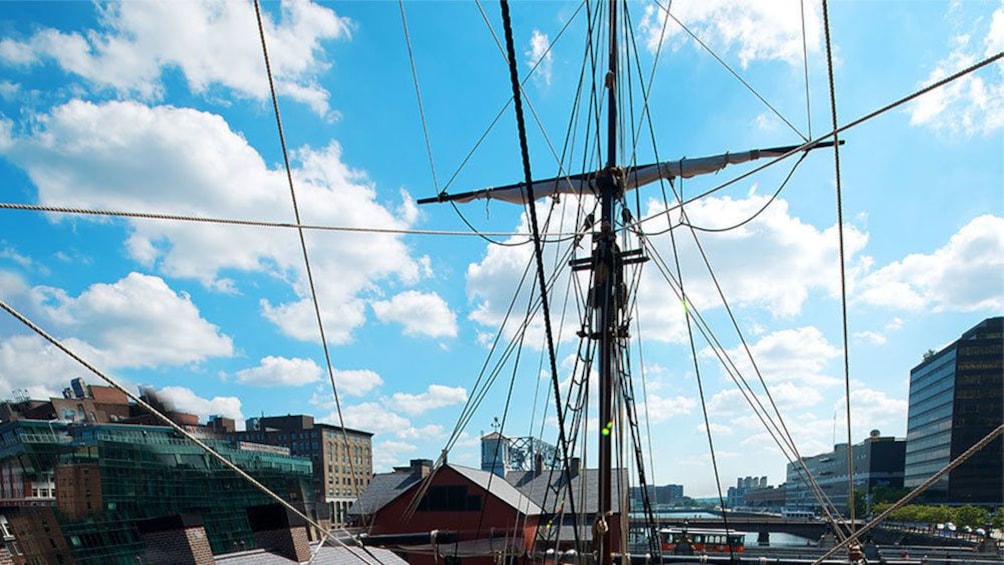 Large mast of one of the restored ships from the Boston Tea Party