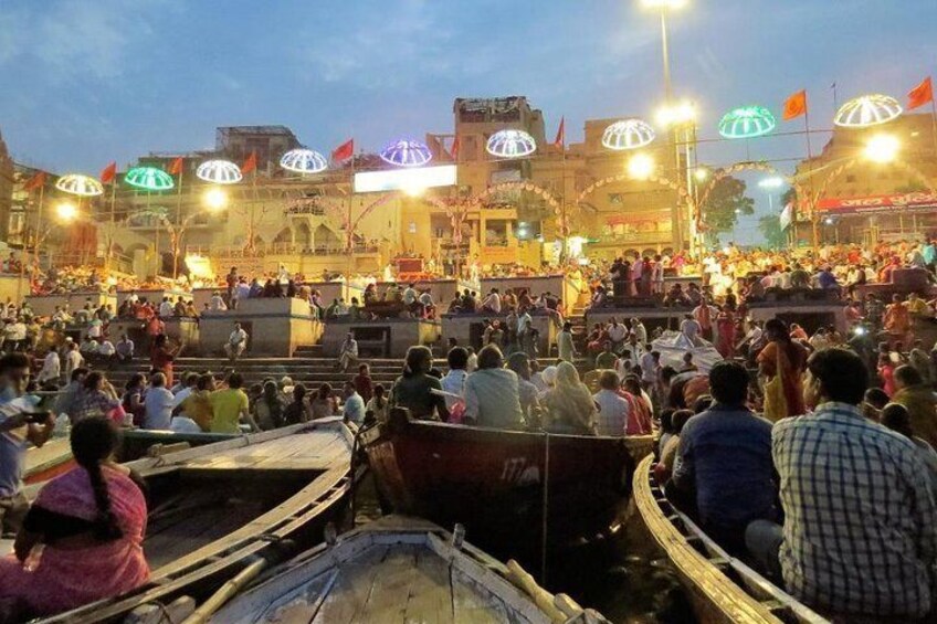 Evening Ganga Aarti ceremony from Boat