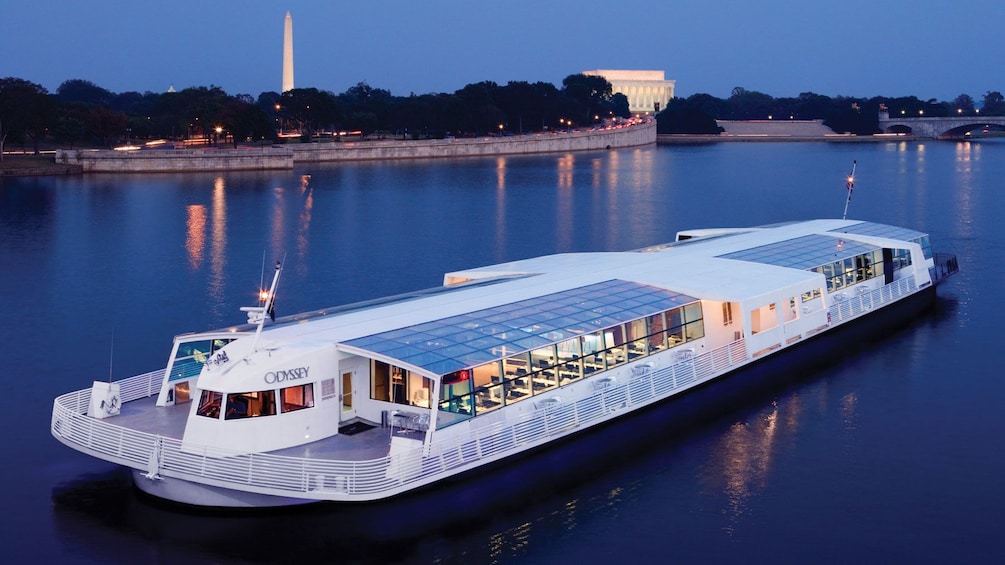 Aboard the Odyssey of Washington cruise ship at night in Washington DC