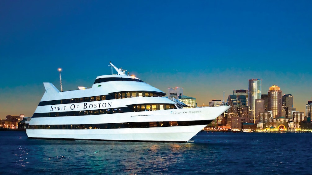 Spirit of Boston cruise ship at night