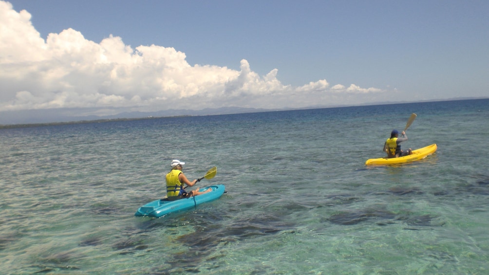 kayakers out in the water in Fiji