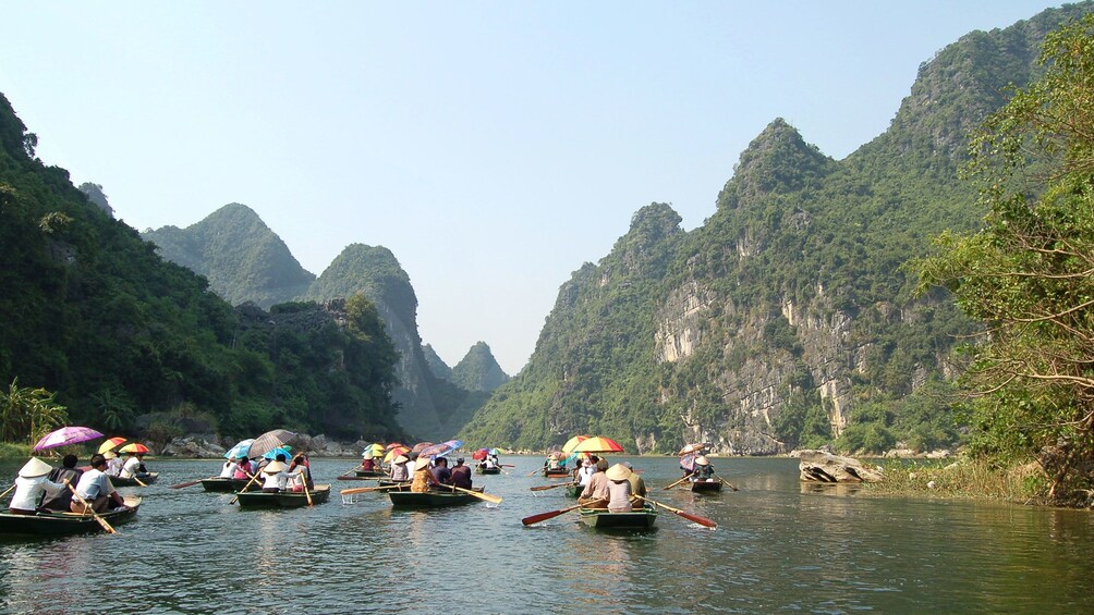 fleet of rowboats in Vietnam