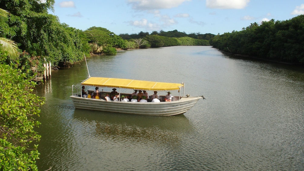 taking a boat to Robinson Crusoe Island in Fiji