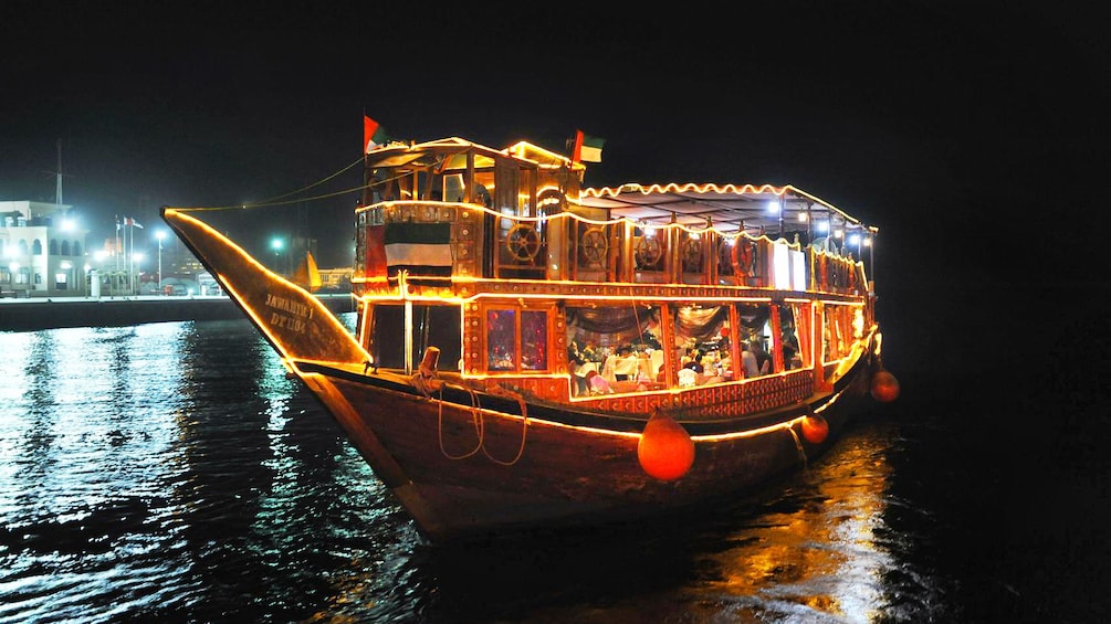 dinner at night on boat in Abu Dhabi