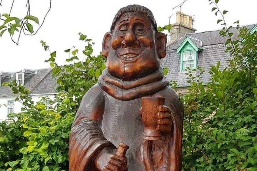 I call him the drunk monk always happy to say cheers part of our tour in beauly and the priory